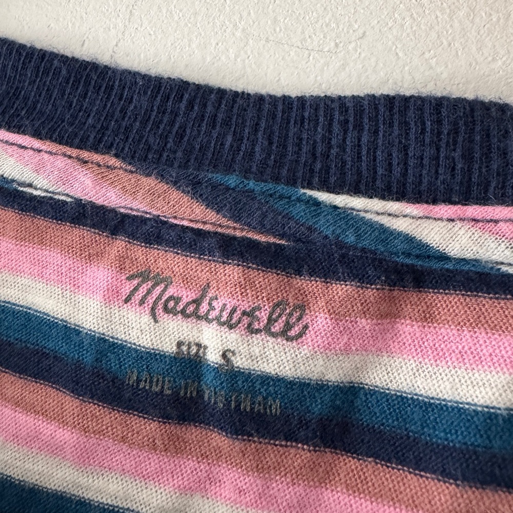 Madewell Whisper Cotton Rib-Crewneck Long-Sleeve Tee in Jessica‎ Stripe - Picture 7 of 8